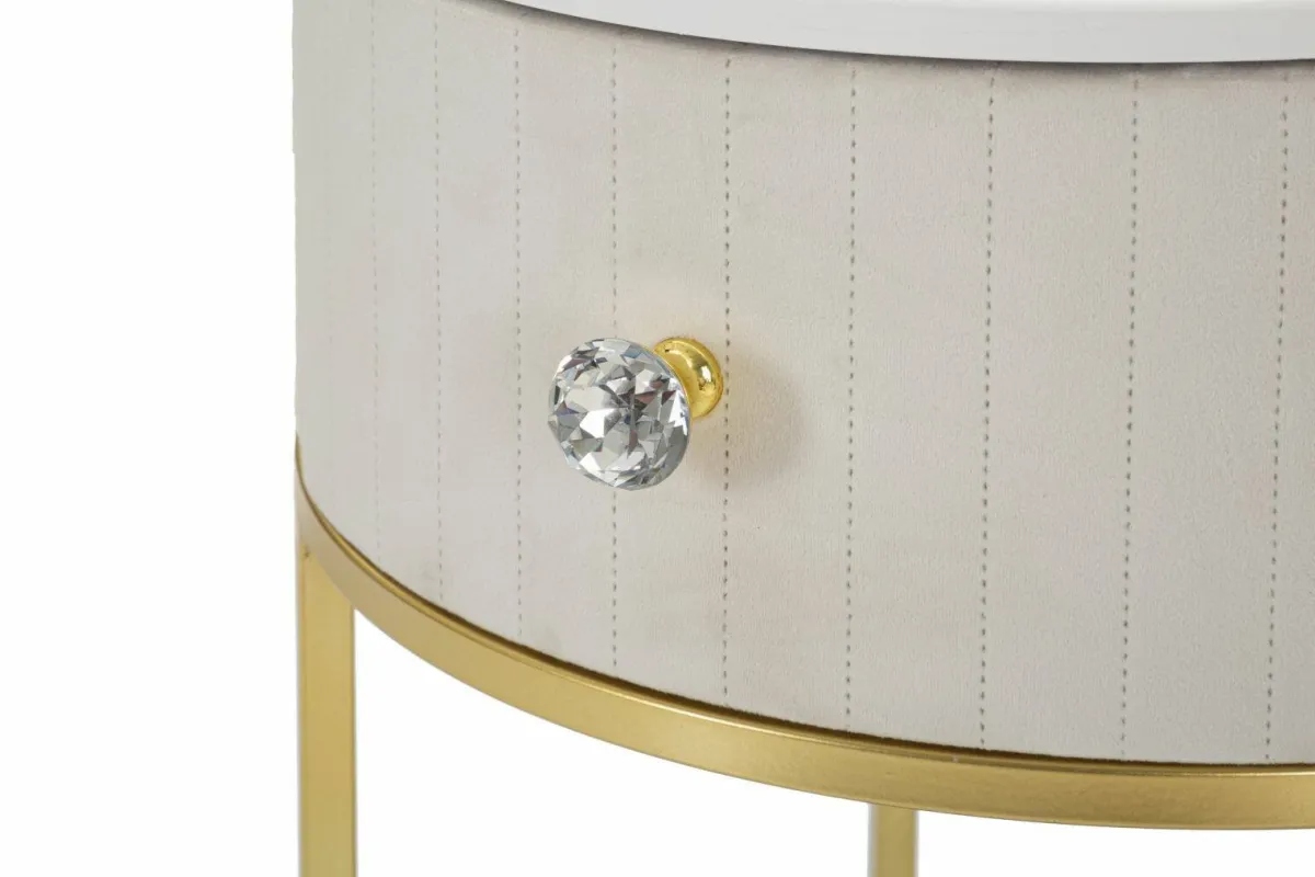 Comodini > Dmora Comodino Gerhard, 42x42 h48 cm, Crema e Bianco Bianco, Bianco Crema