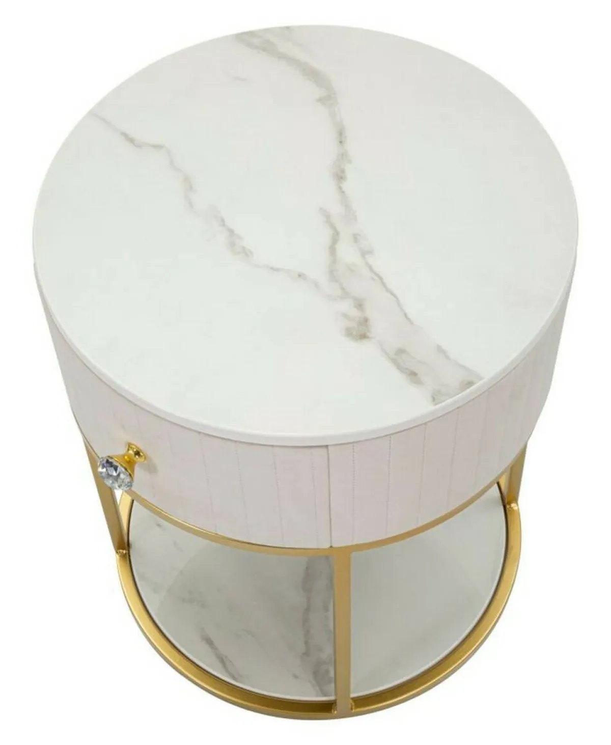 Comodini > Dmora Comodino Gerhard, 42x42 h48 cm, Crema e Bianco Bianco, Bianco Crema