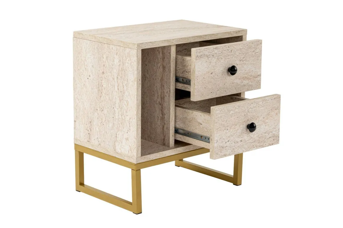 Comodino industrial beige e oro 45x29x50h cm - Rhiannon