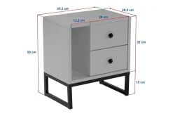 Comodini > Dmora Comodino industrial bianco e nero 45x29x50h cm - Rhiannon Nero, Bianco