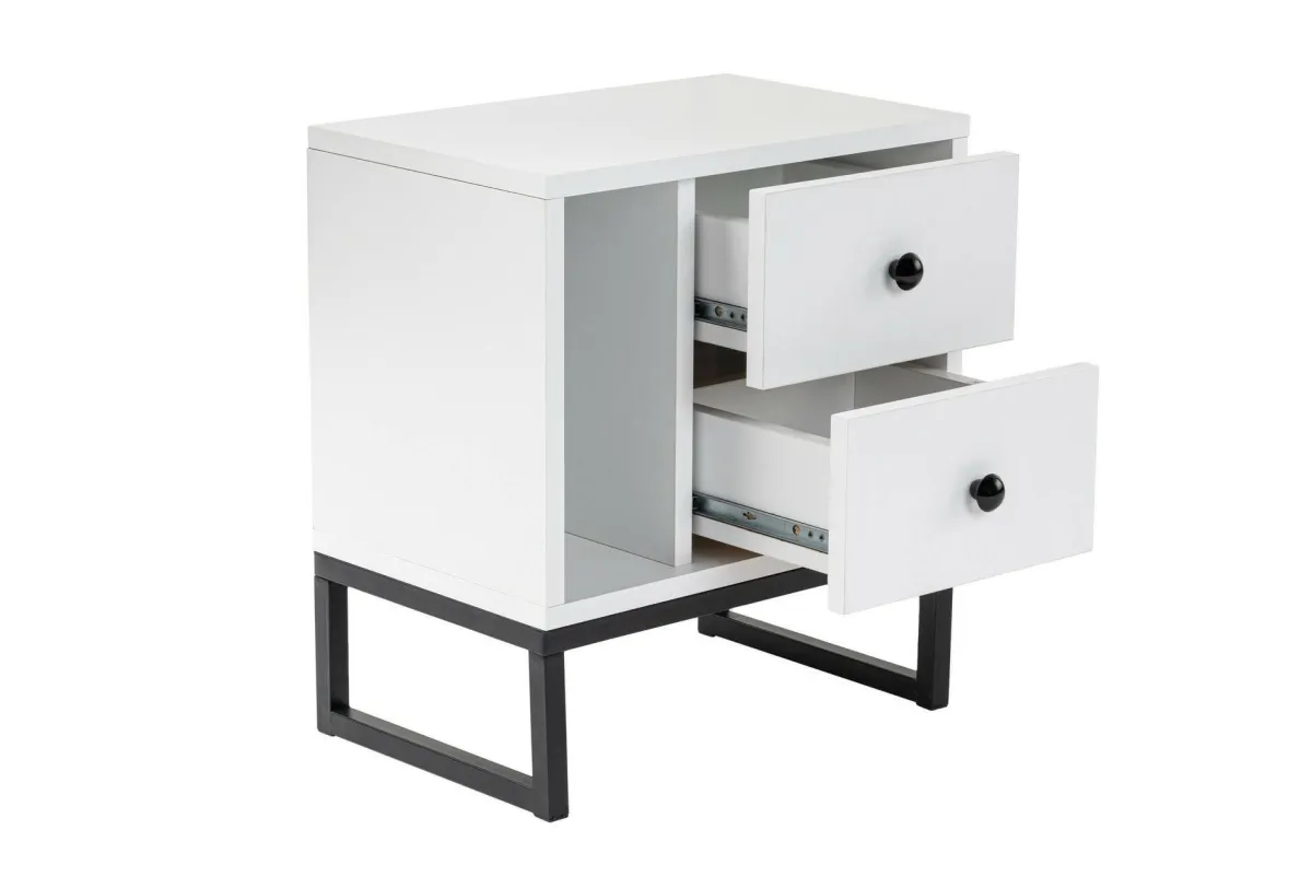 Comodini > Dmora Comodino industrial bianco e nero 45x29x50h cm - Rhiannon Nero, Bianco