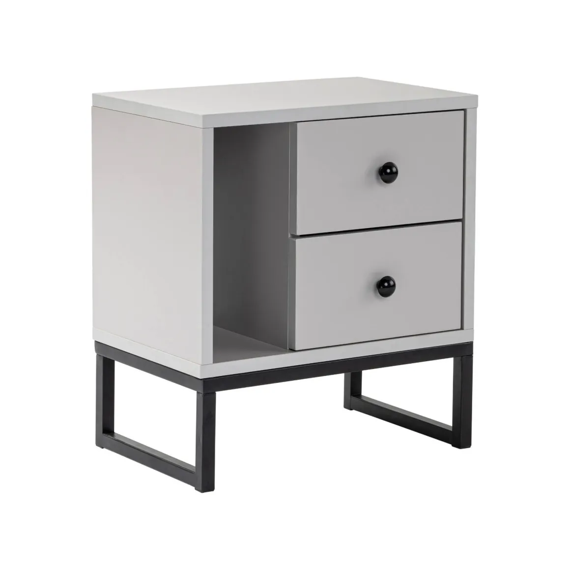 Comodino industrial grigio e nero 45x29x50h cm - Rhiannon