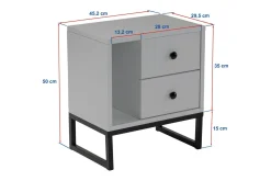 Comodino industrial grigio e nero 45x29x50h cm - Rhiannon