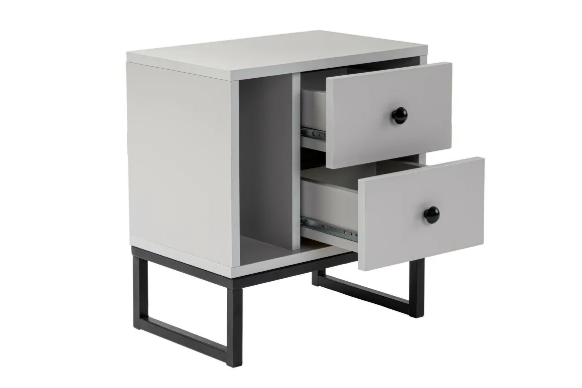 Comodino industrial grigio e nero 45x29x50h cm - Rhiannon