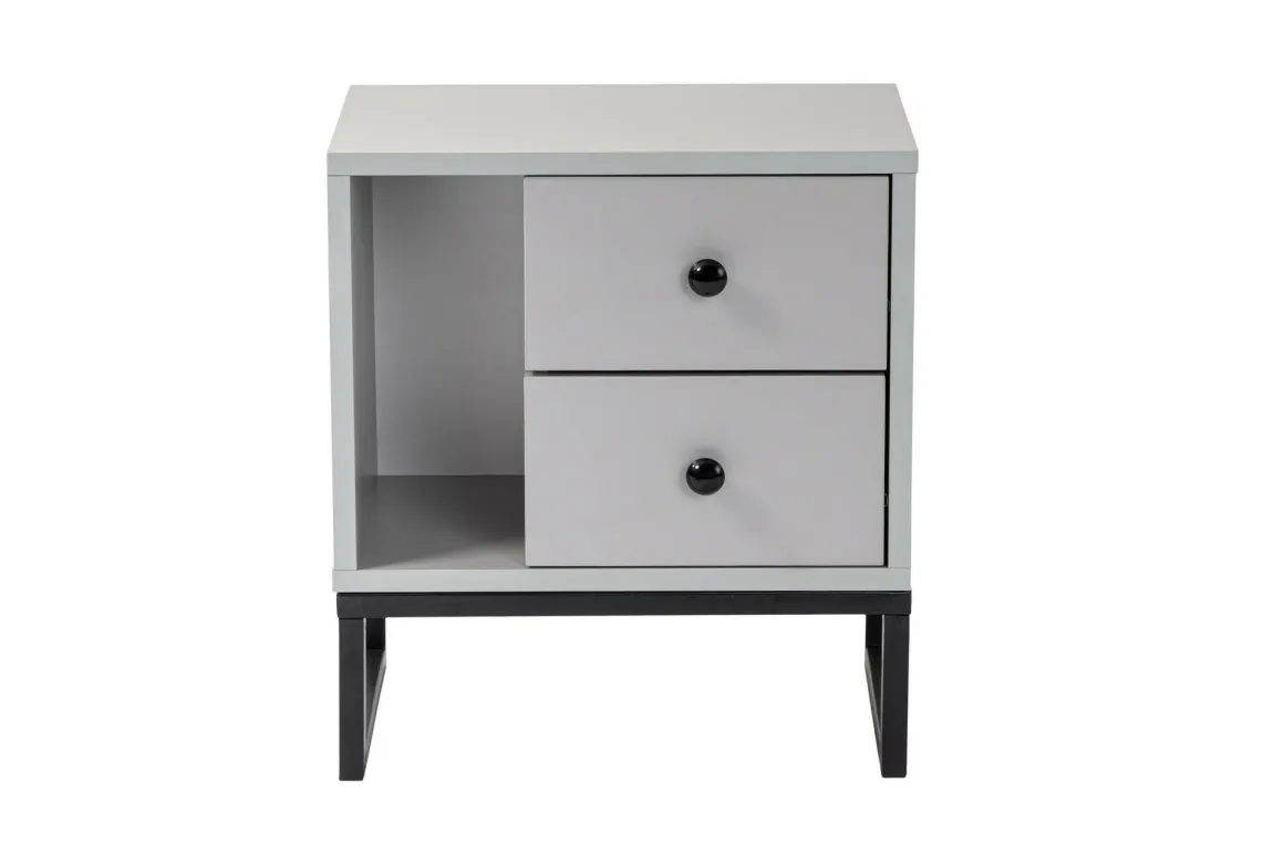 Comodino industrial grigio e nero 45x29x50h cm - Rhiannon