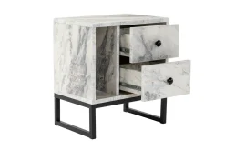 Comodino industrial marmo e nero 45x29x50h cm - Rhiannon