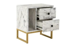 Comodini > Dmora Comodino industrial marmo e oro 45x29x50h cm - Rhiannon Oro, Bianco Marmo