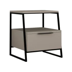 Comodino in legno beige e nero 45x41x50h cm - Rosita