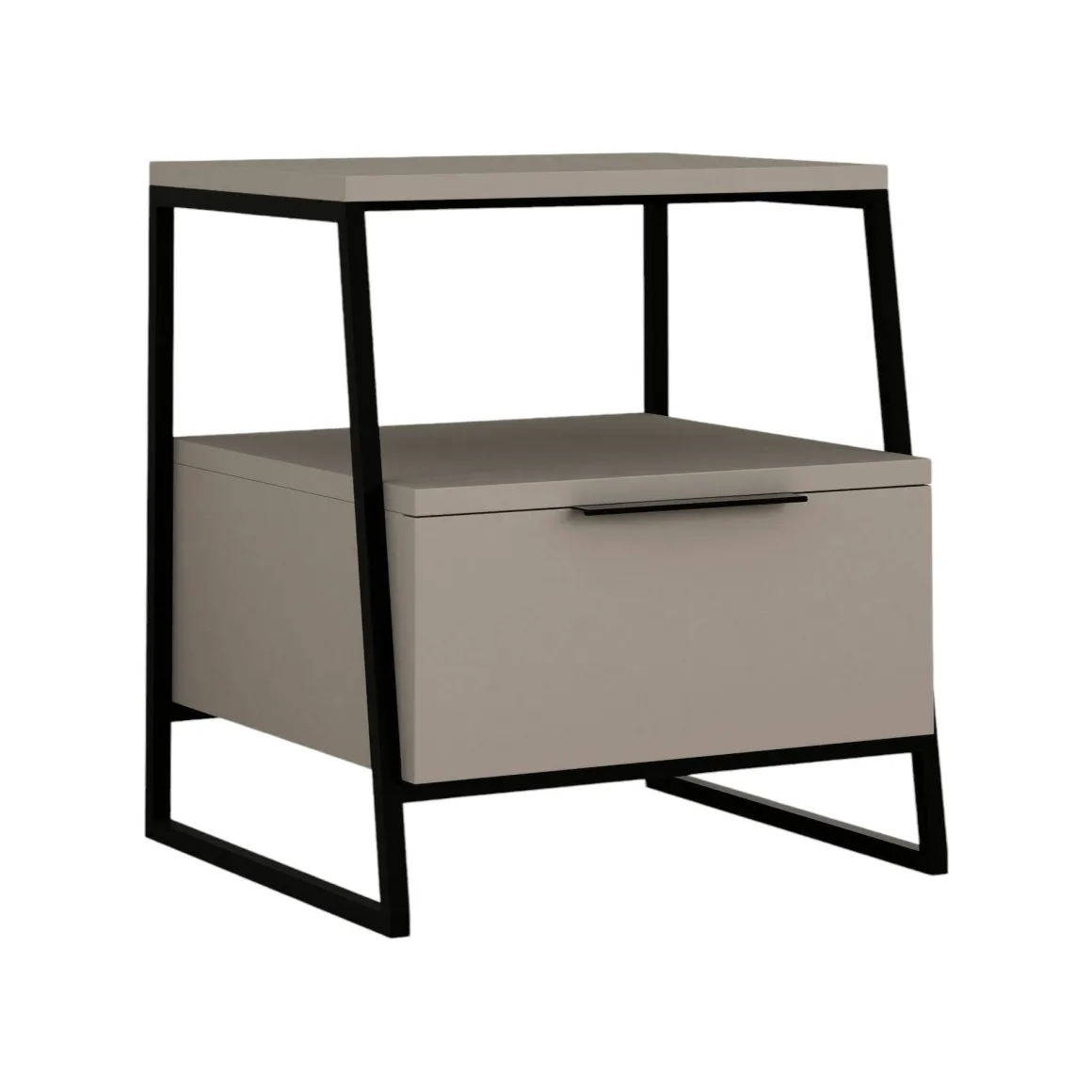 Comodino in legno beige e nero 45x41x50h cm - Rosita