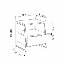 Comodino in legno beige e nero 45x41x50h cm - Rosita
