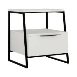 Comodino in legno bianco e nero 45x41x50h cm - Rosita