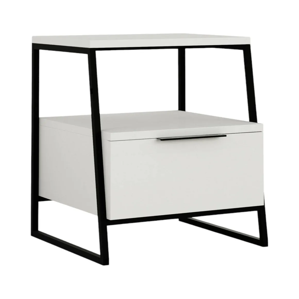 Comodino in legno bianco e nero 45x41x50h cm - Rosita