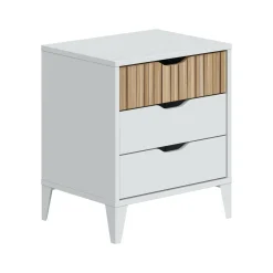 Comodini > Dmora Comodino in legno bianco e rovere 44x33x50h cm - Jessa Marrone, Bianco Rovere