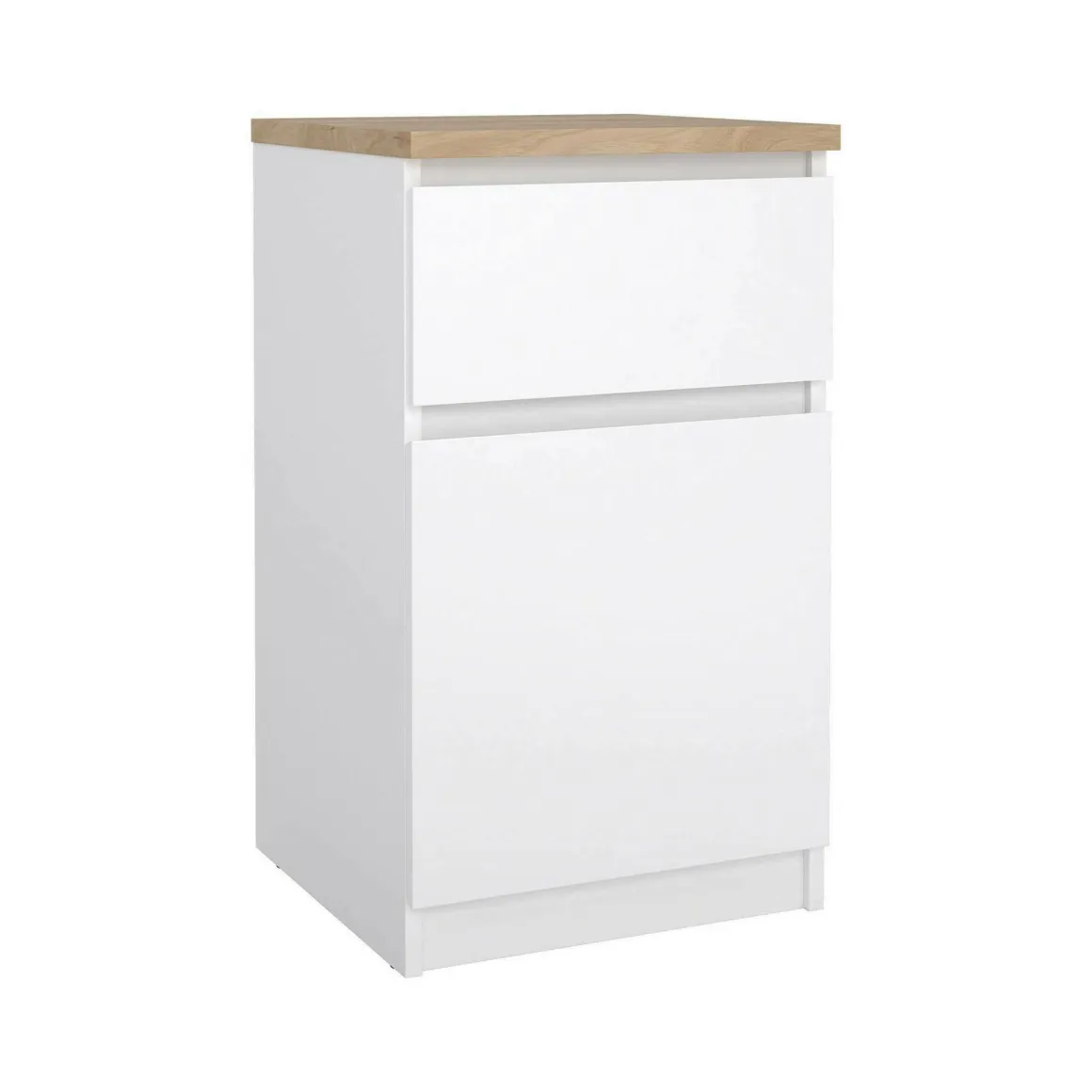 Comodino in legno bianco lucido e rovere 40x40x70h cm - Delfini