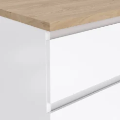 Comodino in legno bianco lucido e rovere 40x40x70h cm - Delfini