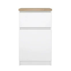 Comodino in legno bianco lucido e rovere 40x40x70h cm - Delfini