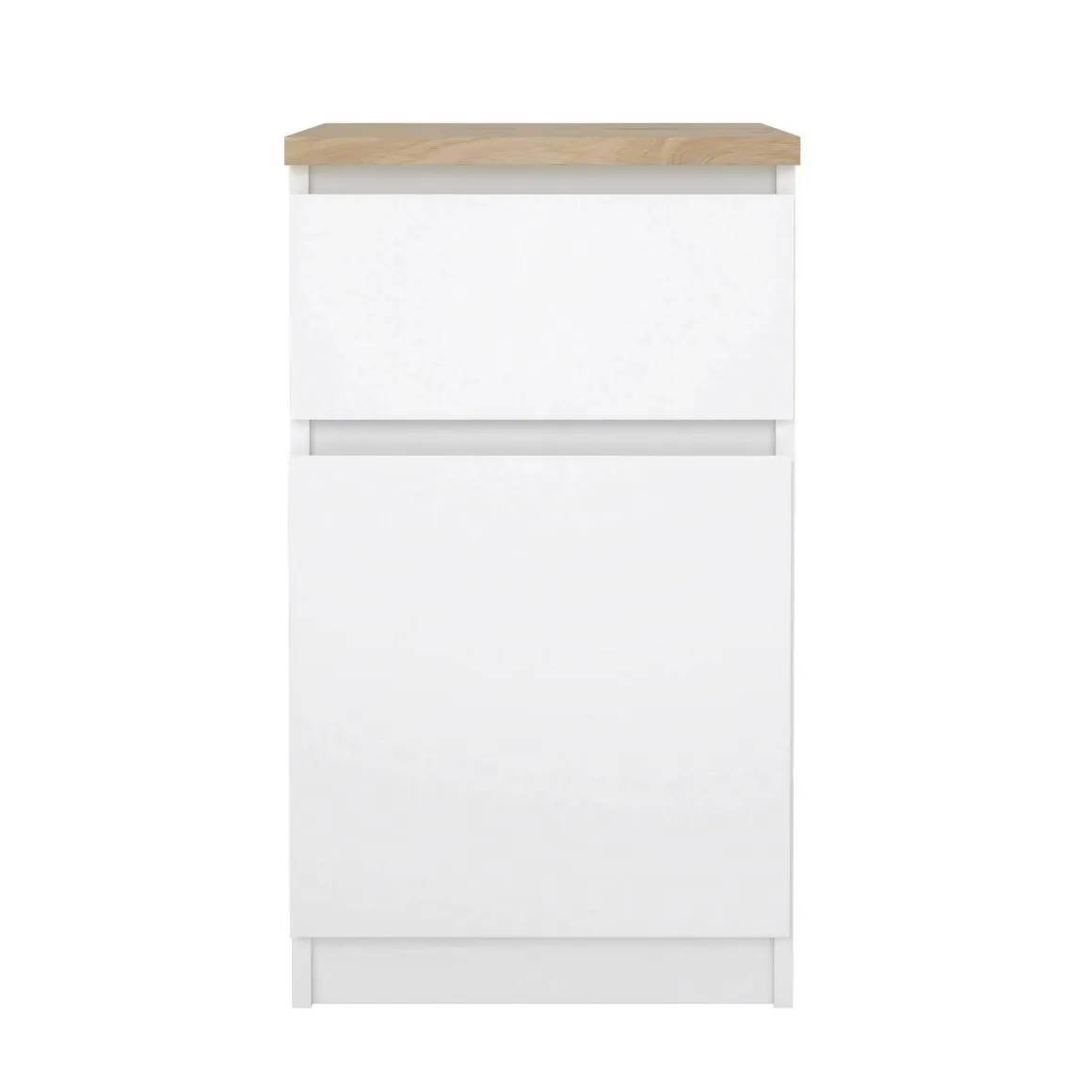 Comodino in legno bianco lucido e rovere 40x40x70h cm - Delfini