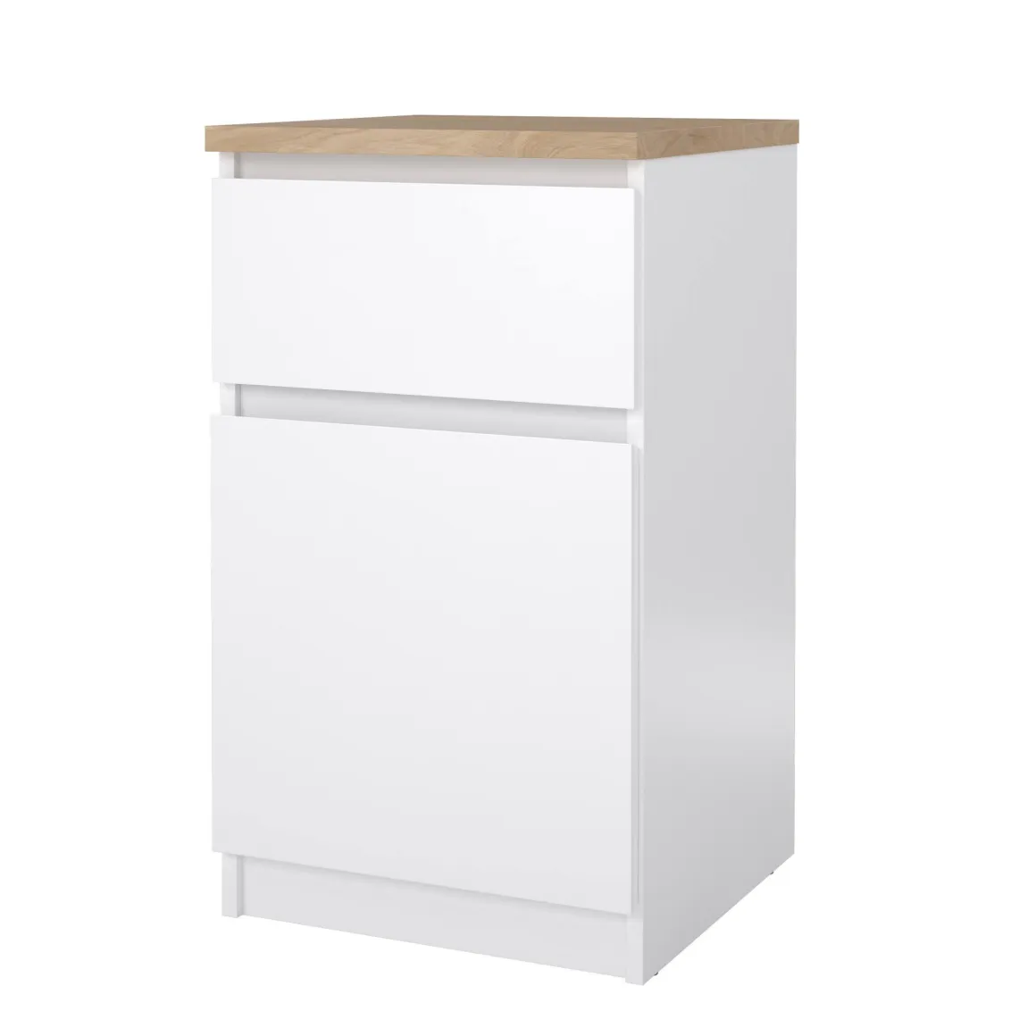 Comodino in legno bianco lucido e rovere 40x40x70h cm - Delfini