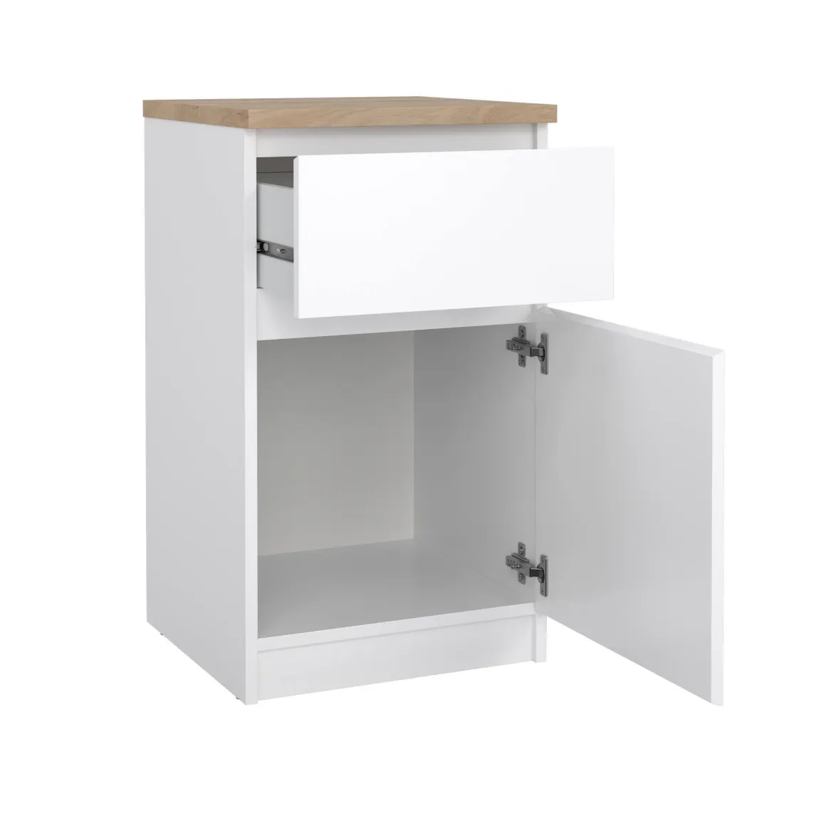 Comodino in legno bianco lucido e rovere 40x40x70h cm - Delfini