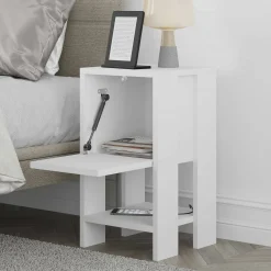 Comodini > Dmora Comodino in legno 43x38x54h cm - Fred Bianco