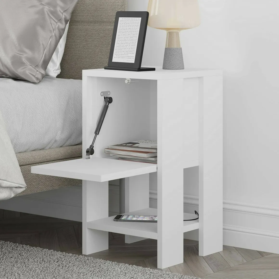 Comodini > Dmora Comodino in legno 43x38x54h cm - Fred Bianco