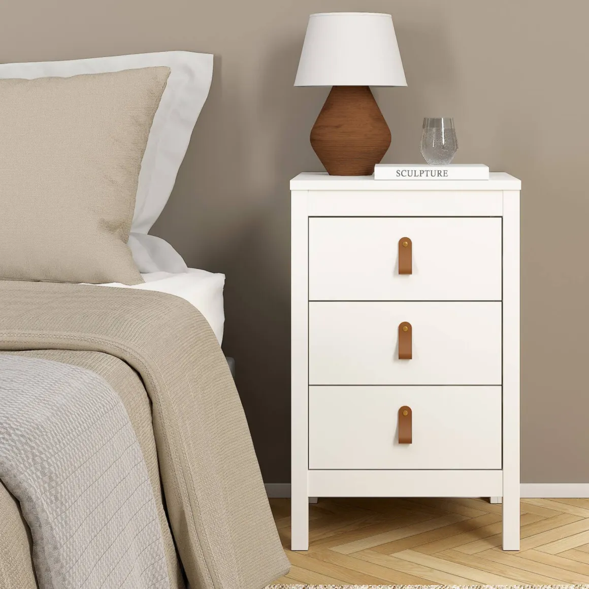 Comodino in legno bianco 43x38x70h cm - Lombardia