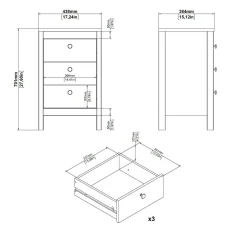Comodino in legno bianco 43x38x70h cm - Lombardia