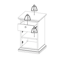 Comodino in legno bianco 43x40x69h cm - Mauricette
