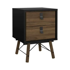 Comodino in legno nero e noce 43x40x59h cm - Jean