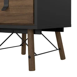 Comodino in legno nero e noce 43x40x59h cm - Jean