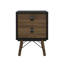 Comodino in legno nero e noce 43x40x59h cm - Jean