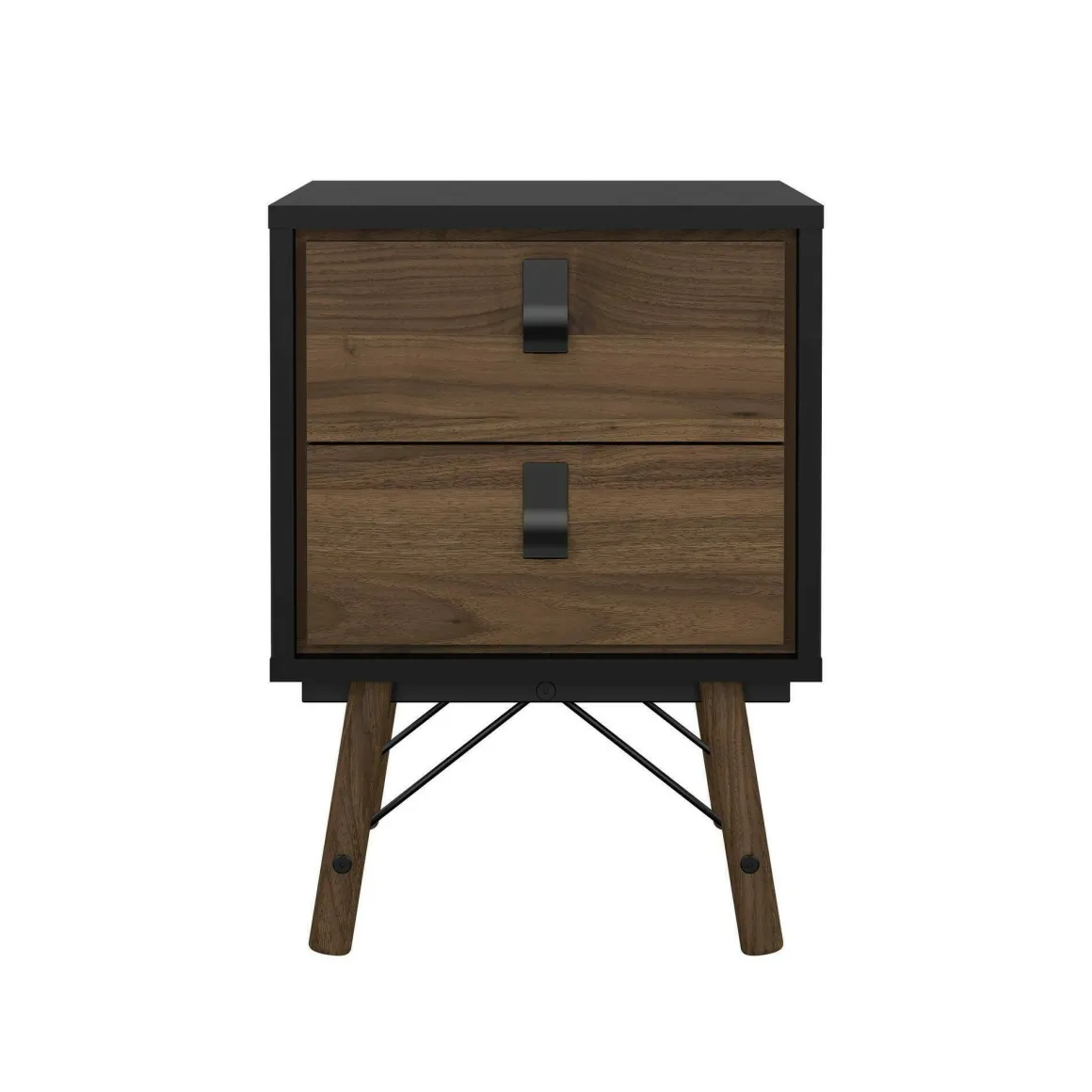 Comodino in legno nero e noce 43x40x59h cm - Jean