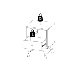 Comodino in legno nero e noce 43x40x59h cm - Jean