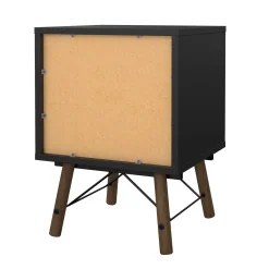 Comodino in legno nero e noce 43x40x59h cm - Jean