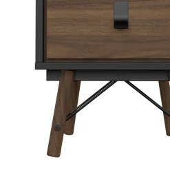 Comodino in legno nero e noce 43x40x59h cm - Jean