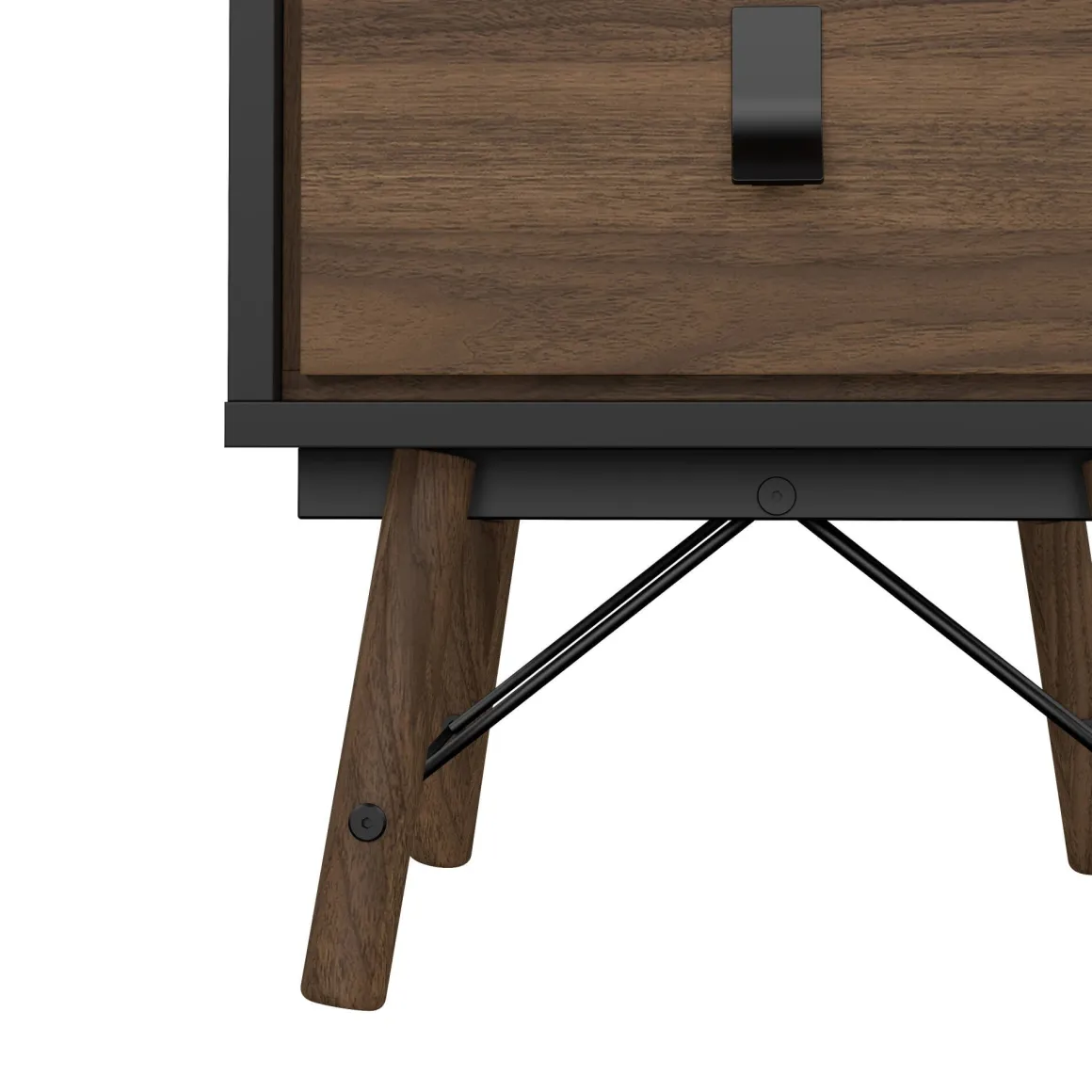 Comodino in legno nero e noce 43x40x59h cm - Jean