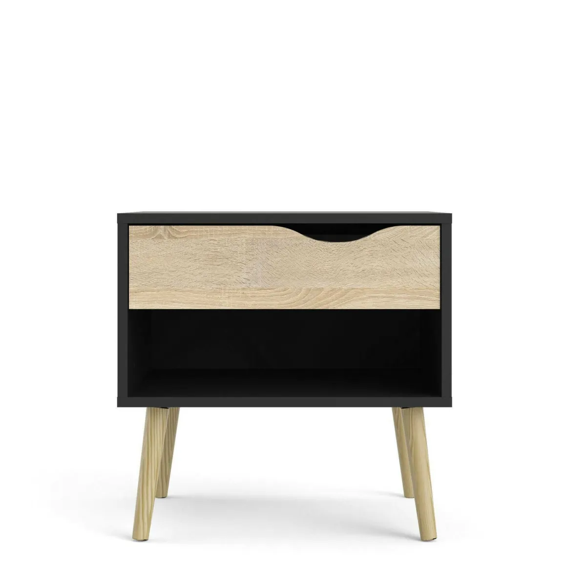 Comodini > Dmora Comodino in legno nero e quercia 50x39x49h cm - Lucina Marrone, Nero Quercia