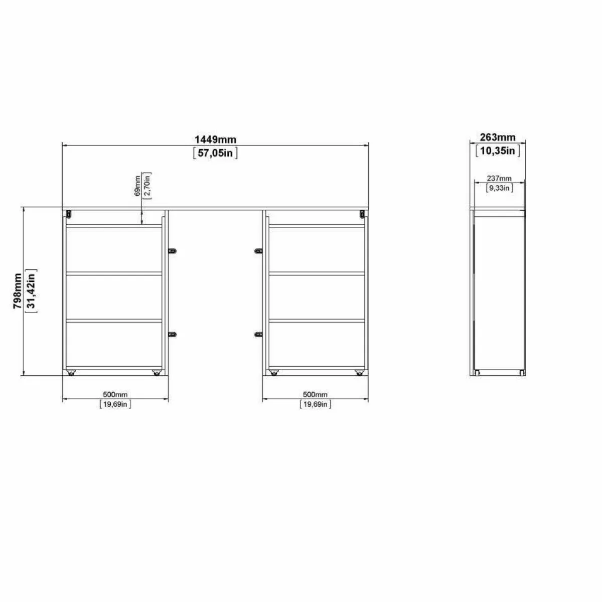 Comodini > Dmora Comodino in legno 144x26x79h cm - Arnaboldi Nero