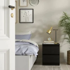 Comodini > Dmora Comodino in legno 50x40x49h cm - Daiki Nero