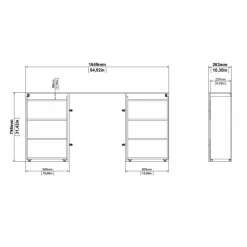 Comodino in legno nero 164x26x79h cm - Shary