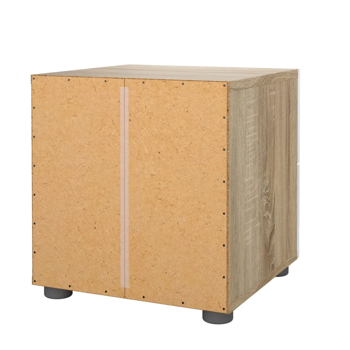 Comodini > Dmora Comodino in legno quercia e bianco lucido 40x40x42h cm - Apolla Bianco Lucido, Marrone Quercia