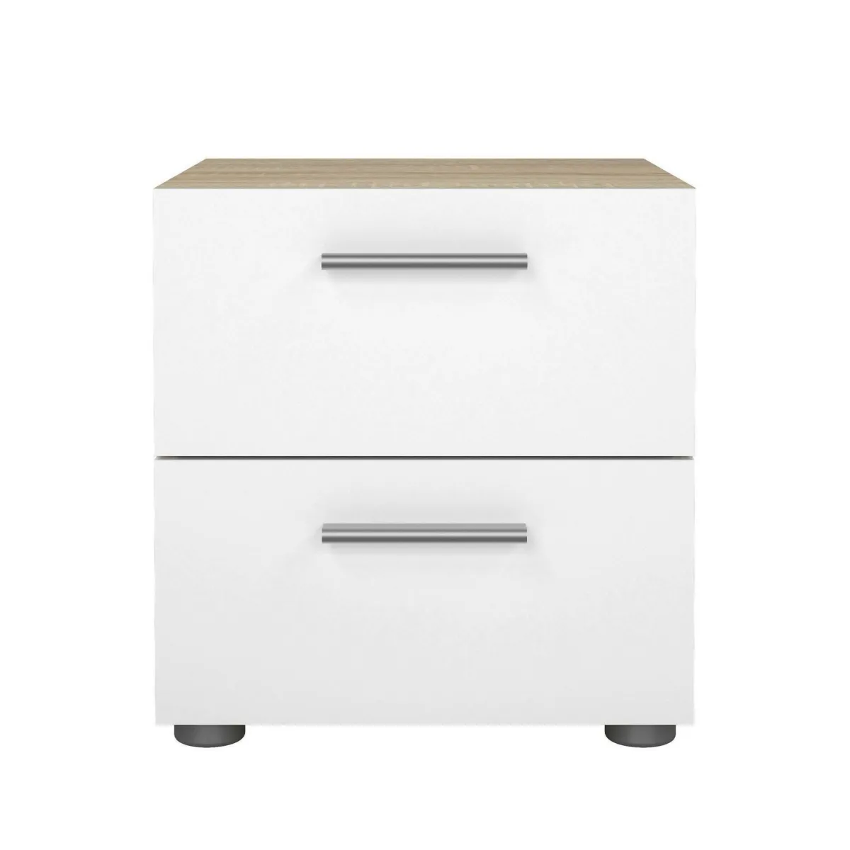 Comodini > Dmora Comodino in legno quercia e bianco lucido 40x40x42h cm - Apolla Bianco Lucido, Marrone Quercia
