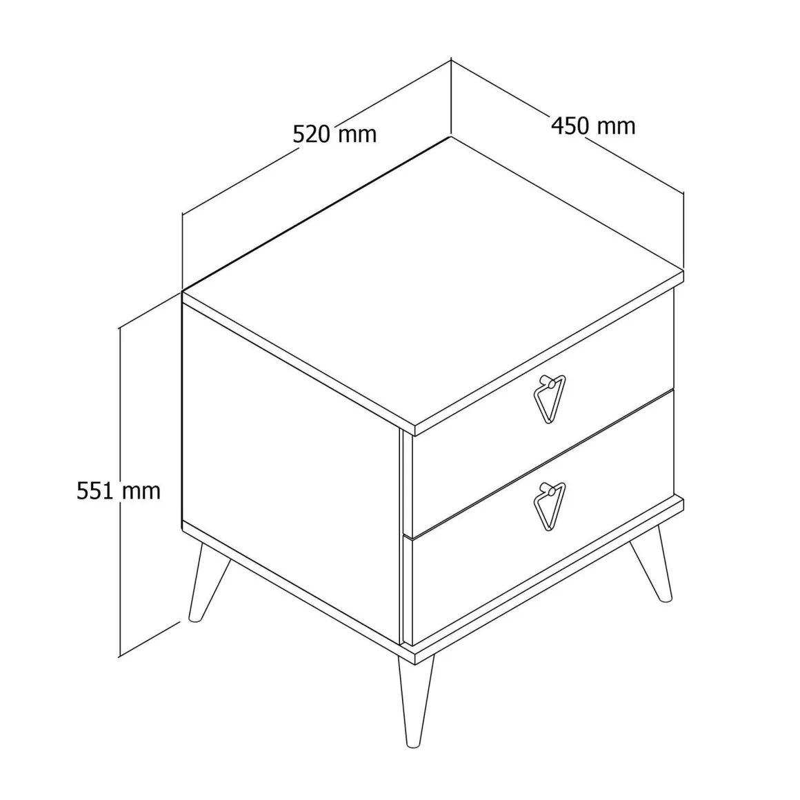 Comodino in legno quercia 52x45x55h cm - Pilar