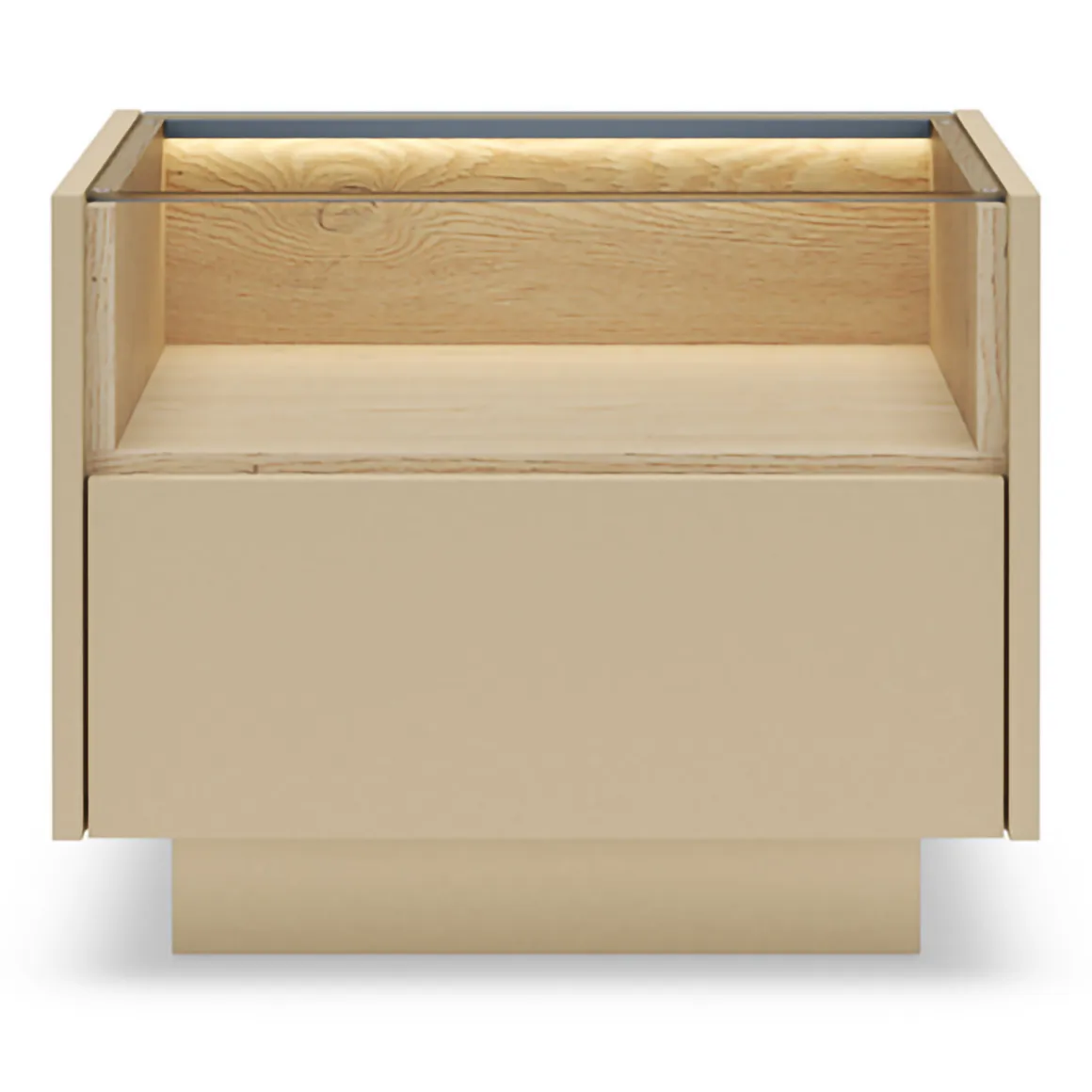 Comodino Marrone Chiaro Marrone Rovere un Cassetto 2 Ripiani 53x40x43h cm, Apertura Push-pull - Veirra