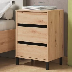 Comodini > Dmora Comodino Marrone Nero un Ripiano 3 Cassetti 48x40x71h cm, Apertura Scorrevole - Combatte Nero, Marrone