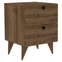 Comodino Marrone Rovere 2 Cassetti Apertura Scorrevole 40x42x55h cm, Chiusura Scorrevole - Candelo