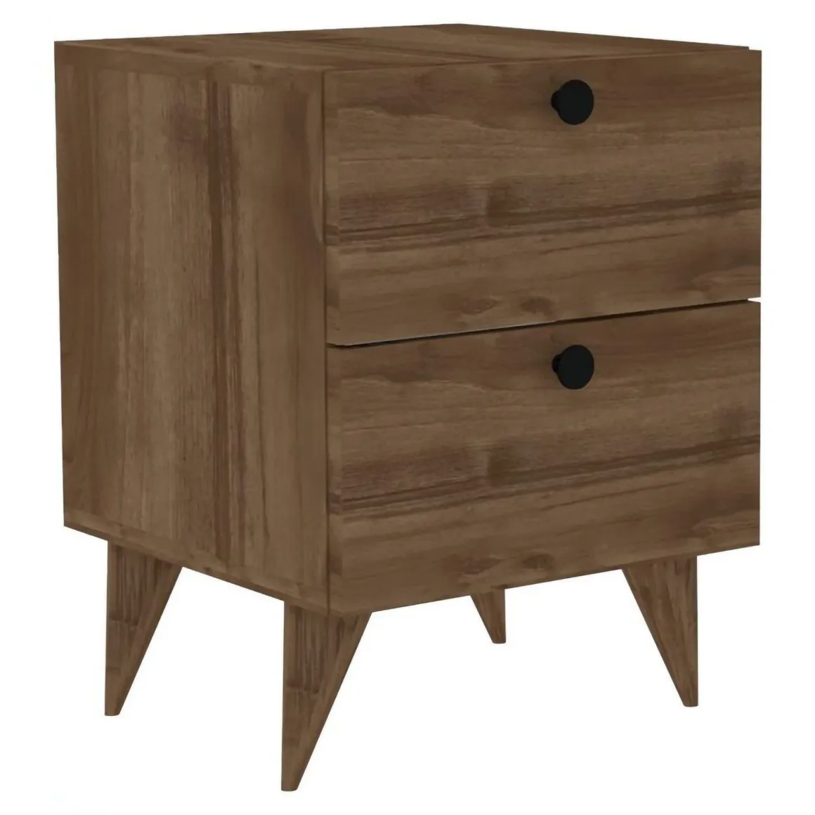 Comodino Marrone Rovere 2 Cassetti Apertura Scorrevole 40x42x55h cm, Chiusura Scorrevole - Candelo