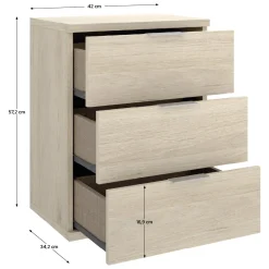 Comodini > Dmora Comodino Marrone Rovere Grigio 3 Cassetti un Ripiano 34x42x57h cm, Piedini abs Antirumore e Antigraffio - Blythe Grigio, Marrone Rovere