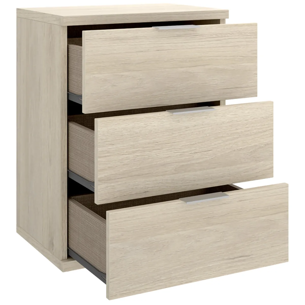 Comodini > Dmora Comodino Marrone Rovere Grigio 3 Cassetti un Ripiano 34x42x57h cm, Piedini abs Antirumore e Antigraffio - Blythe Grigio, Marrone Rovere
