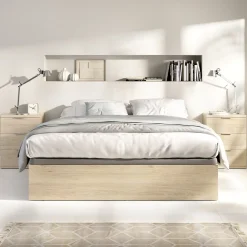 Comodino Marrone Rovere Grigio 3 Cassetti un Ripiano 34x42x57h cm, Piedini abs Antirumore e Antigraffio - Sturgis